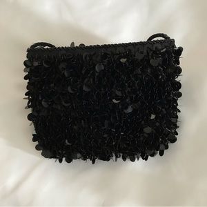 Black Knit & Sequin Bag, Zipper Closure. Clutch Or Crossbody. $12.